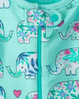 Baby And Toddler Girls Elephant Snug Fit Cotton One Piece Pajamas