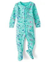 Baby And Toddler Girls Elephant Snug Fit Cotton One Piece Pajamas
