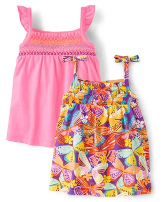Baby Girls Butterfly Bodysuit Dress 2-Pack