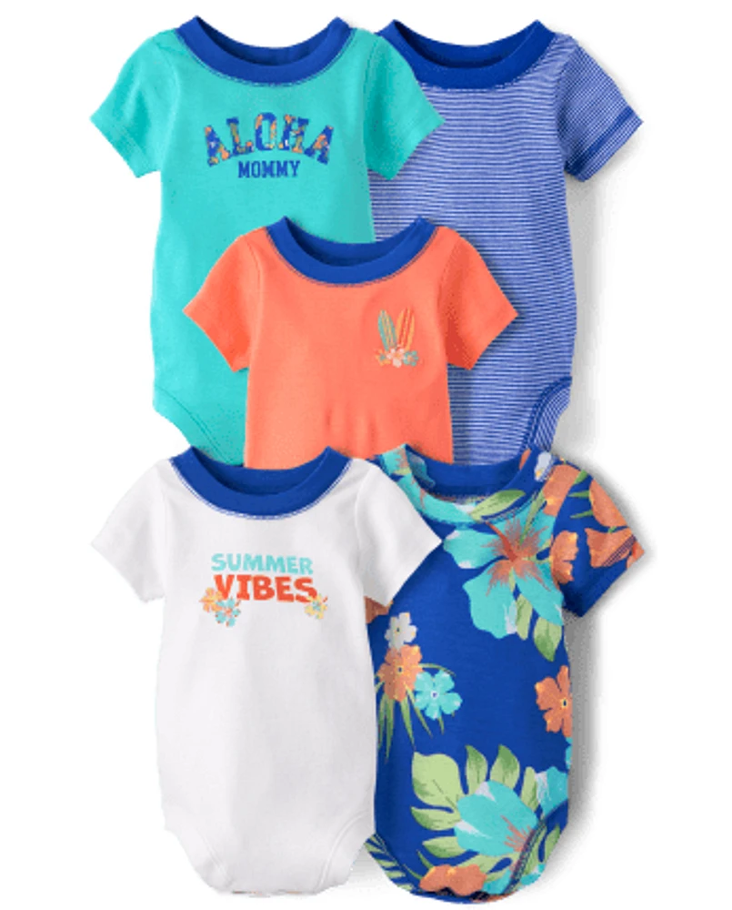 Baby Boys Tropical Bodysuit 5-Pack