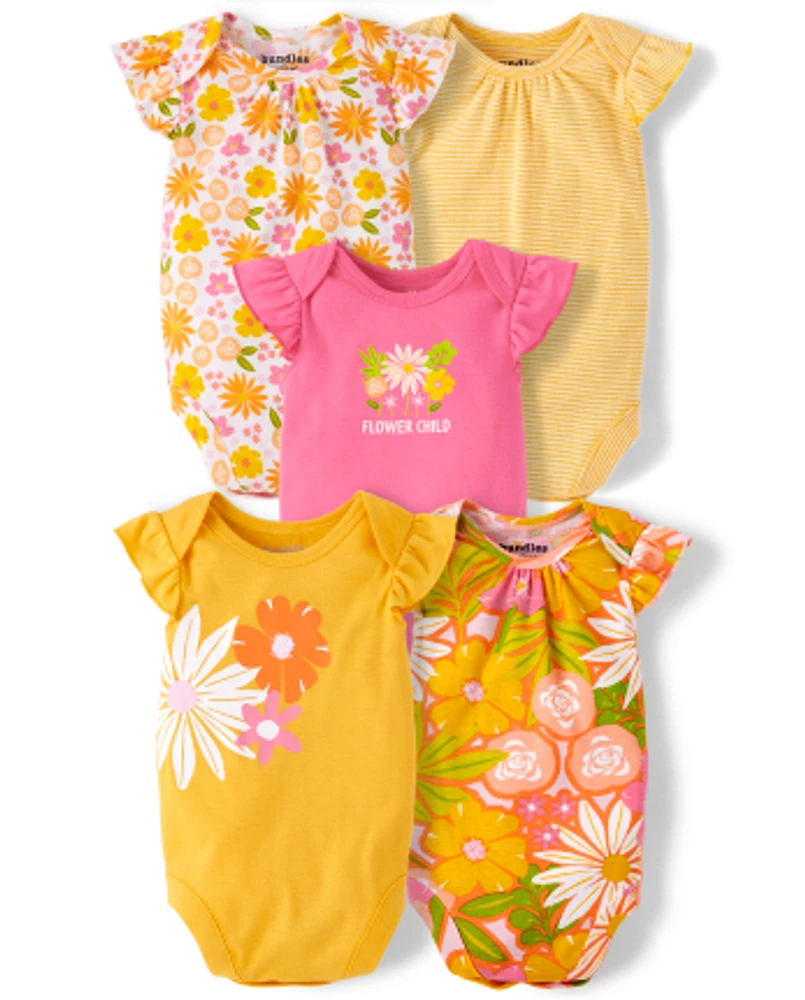 Baby Girls Floral Bodysuit 5-Pack