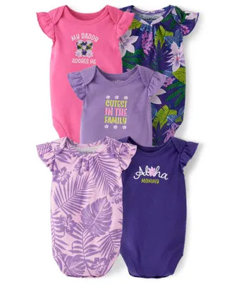 Baby Girls Aloha Mommy Bodysuit 5-Pack