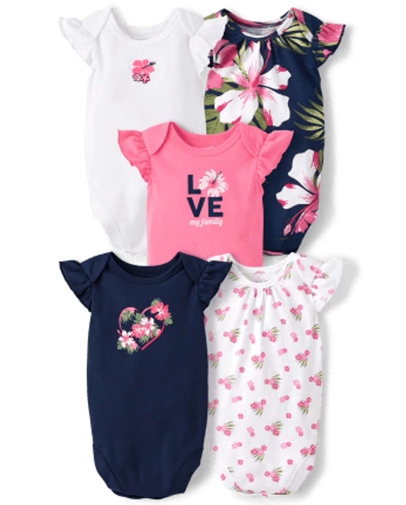 Baby Girls Tropical Bodysuit 5-Pack