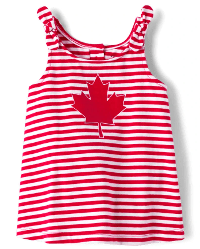 Baby Girls Striped Maple Leaf Bodysuit Dress