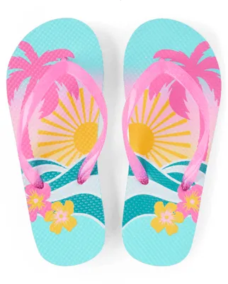 Girls Tropical Flip Flops