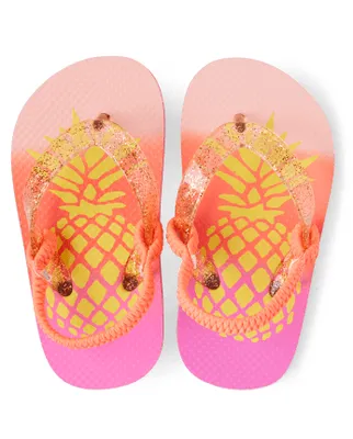 Toddler Girls Foil Pineapple Flip Flops