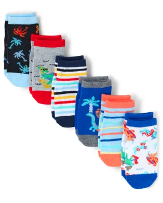 Toddler Boys Dino Ankle Socks 6-Pack