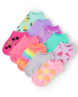 Girls Tropical Low Ankle Socks 10-Pack