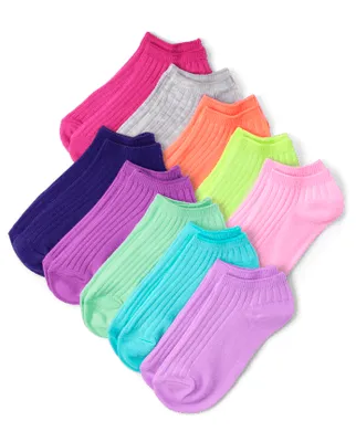 Girls Ribbed Ankle Socks 10-Pack