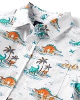 Baby And Toddler Boys Dino Poplin Button Up Shirt