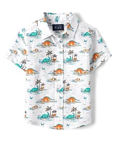 Baby And Toddler Boys Dino Poplin Button Up Shirt
