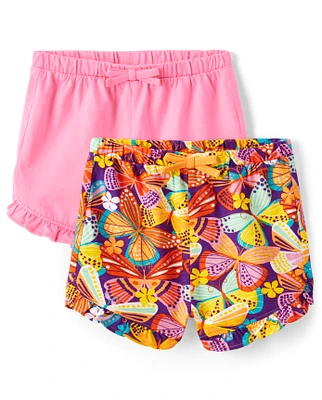 Lot de 2 shorts imprimés à volants pour bébé fille