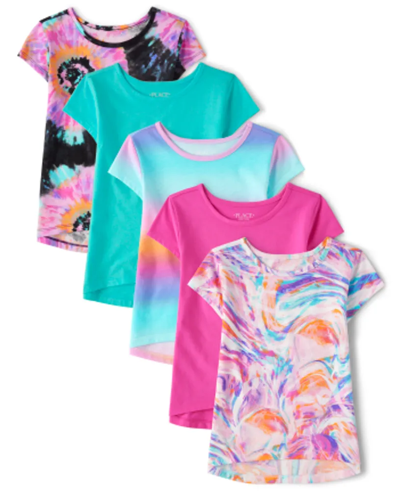 Girls Tie Dye Tee Shirt 5-Pack
