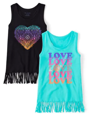 Girls Love Fringe Tank Top 2-Pack