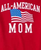 Womens Matching Family All-American Mom Graphic Tee