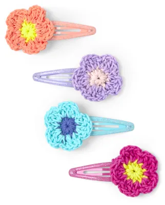 Girls Flower Crochet Hair Clip 4-Pack
