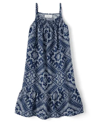 Girls Matching Family Bandana Ruffle Dress