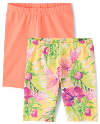 Girls Tropical Bike Shorts 2-Pack
