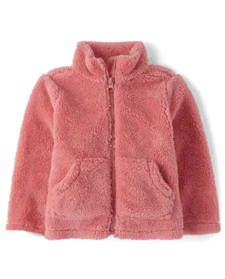 Toddler Girls Sherpa Zip Up Jacket