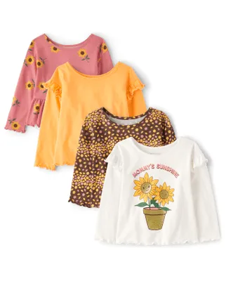 Toddler Girls Sunflower Top 4-Pack