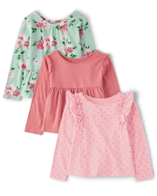 Toddler Girls Floral Peplum Top 3-Pack