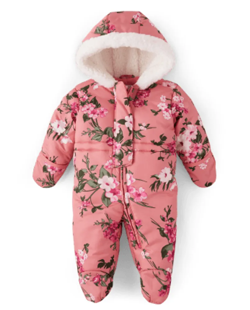 Baby Girls Floral Snowsuit