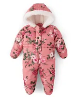 Baby Girls Floral Snowsuit