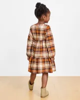 Toddler Girls Matching Family Plaid Flannel Tiered Shirt Dress