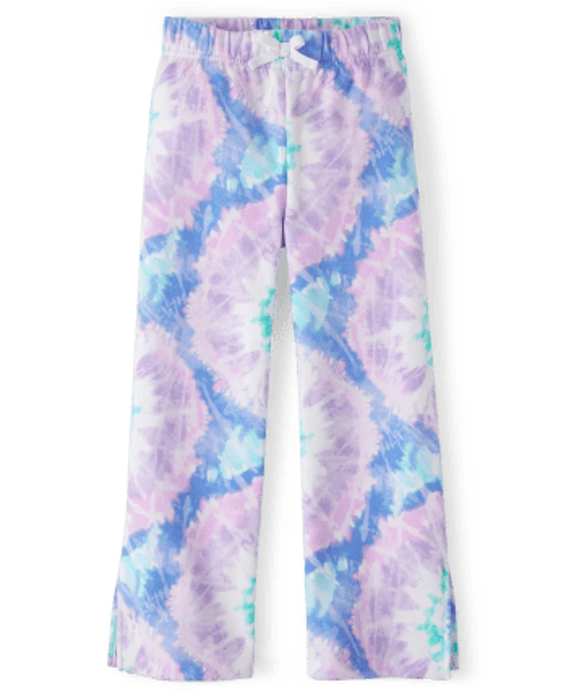 Girls Tie Dye Fleece Flare Pants