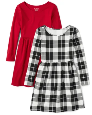 Girls Plaid Everyday Dress 2-Pack