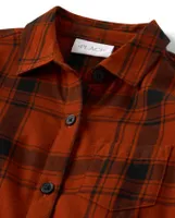 Girls Plaid Twill Button Up Shirt