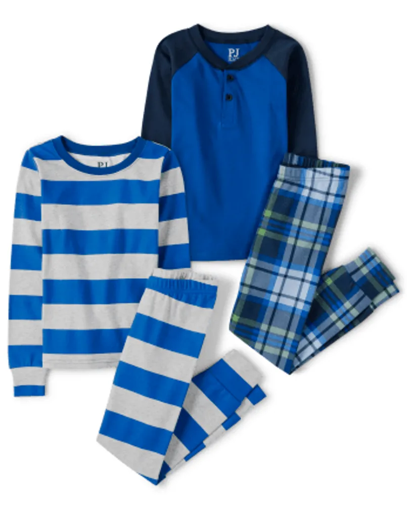 Boys Striped Snug Fit Cotton Pajamas 2-Pack