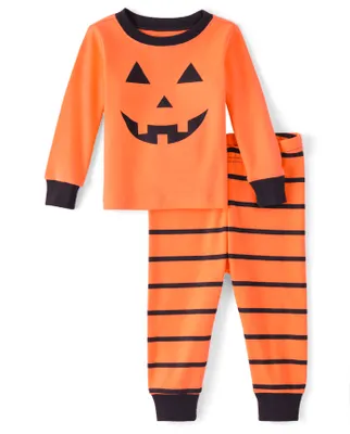 Unisex Baby And Toddler Pumpkin Snug Fit Cotton Pajamas