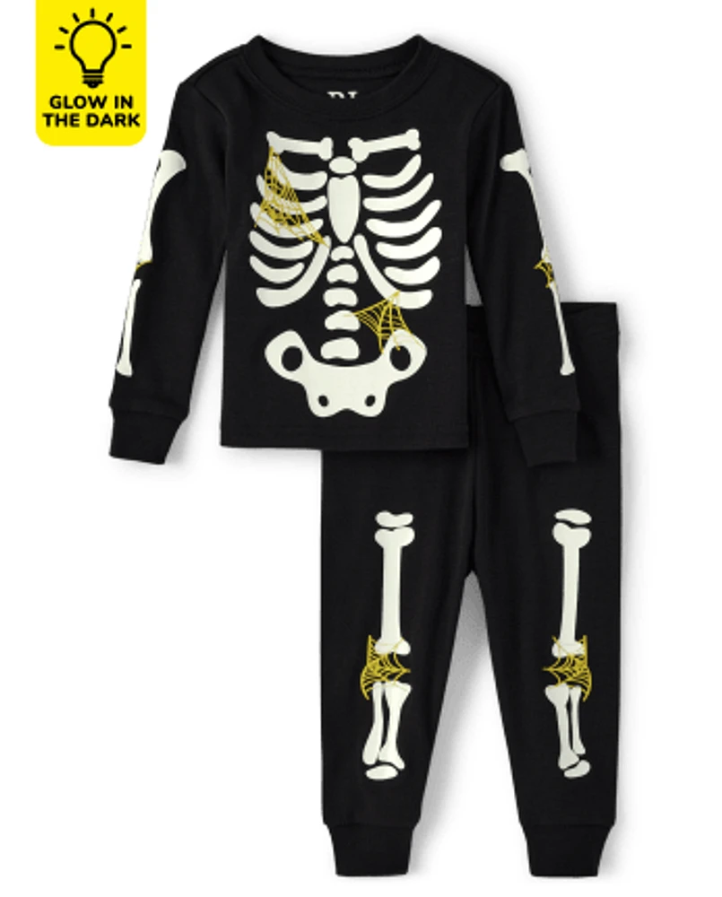 Pyjama unisexe bébé et tout-petit Famille assorti phosphorescent Skeleton Snug Fit en coton