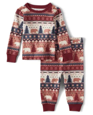 Unisex Baby And Toddler Matching Family Bear Fairisle Snug Fit Cotton Pajamas