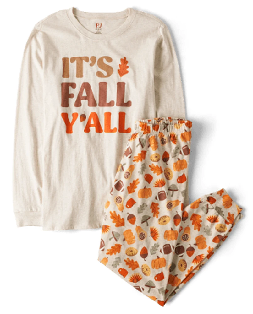 Unisex Adult Matching Family It's Fall Y'all Cotton Pajamas