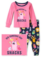 Pyjama en coton ajusté pour bébé et toute-petite fille Snack Monster