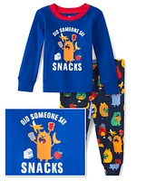 Baby And Toddler Boys Snack Monster Snug Fit Cotton Pajamas