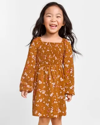 Robe smockée à fleurs maman et moi pour bébé toute-petite fille