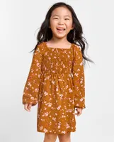 Robe smockée à fleurs maman et moi pour bébé toute-petite fille