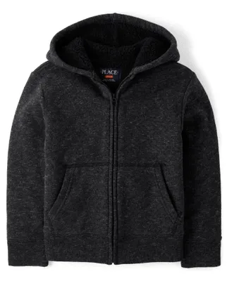 Boys Marled Fleece Zip-Up Hoodie