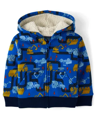 Baby And Toddler Boys Construction Truck Fleece Hoodie