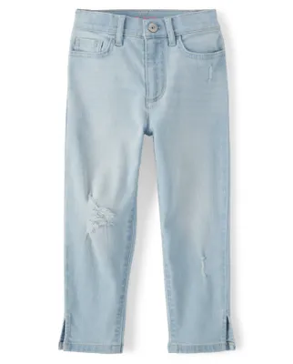 Girls Distressed Mom Jeans