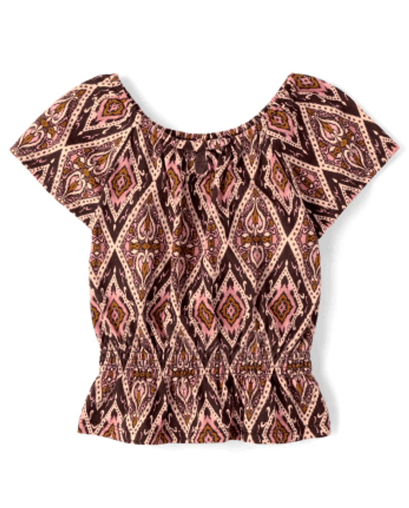 Girls Print Peplum Top