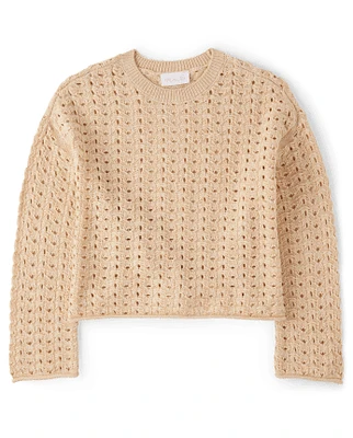 Girls Metallic Stitched Sweater