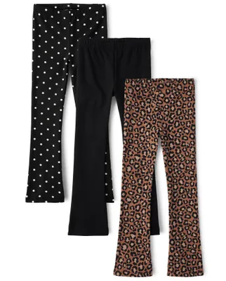 Girls Leopard Flare Leggings 3-Pack