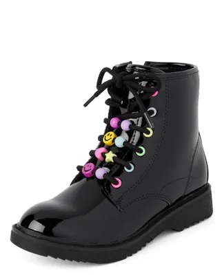 Girls Beaded Lace-Up Boots