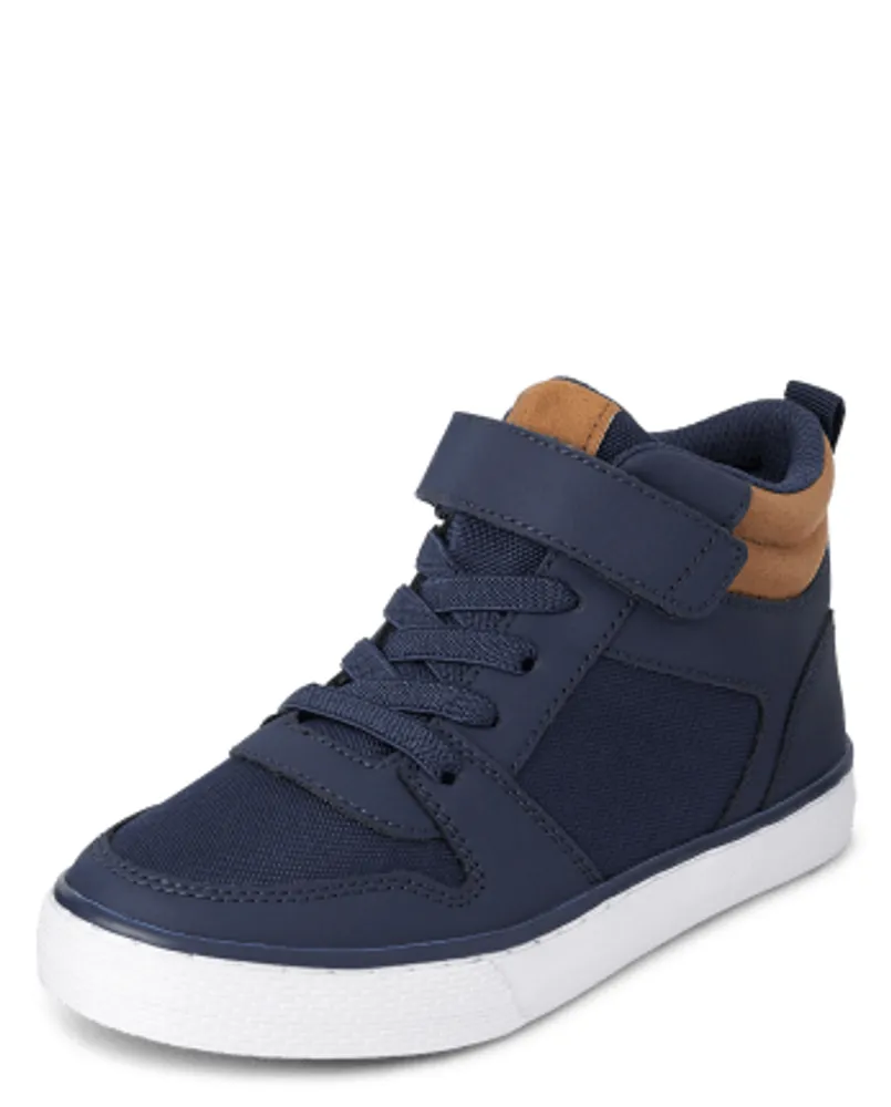 Boys Contrast Cuff High Top Sneakers