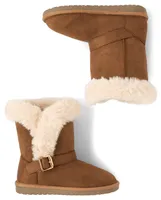 Girls Buckle Faux Fur Chalet Boots