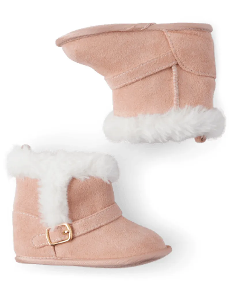 Baby Girls Buckle Faux Suede Chalet Boots